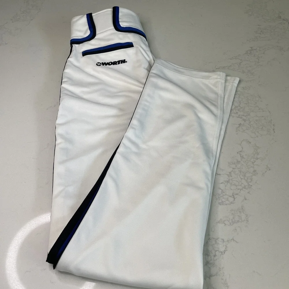 Worth Mens White Royal Blue Black Baseball Softball Pants WTP-W/R/B-88 Small NWT